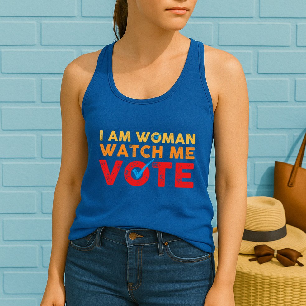 Distressed I Am Woman Watch Me Vote Womens Tank Top