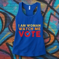 Distressed I Am Woman Watch Me Vote Womens Tank Top