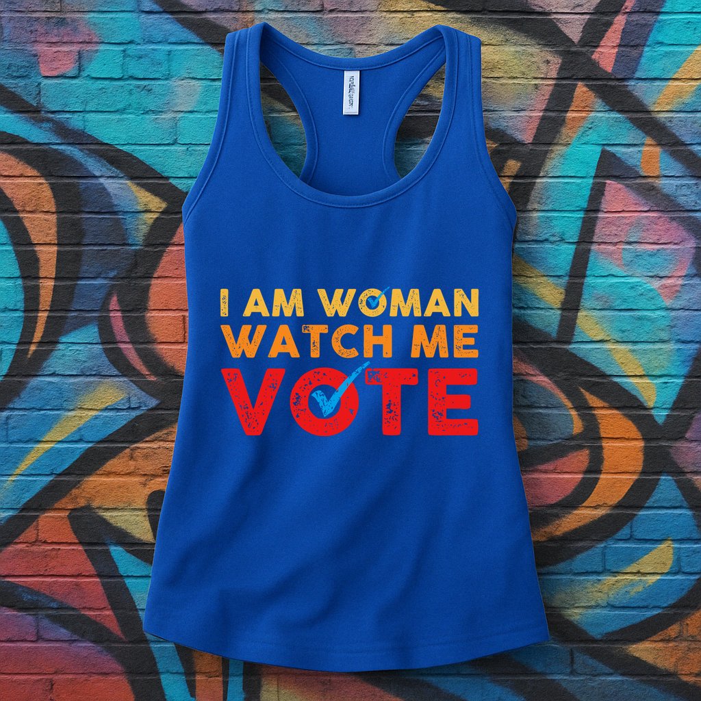 Distressed I Am Woman Watch Me Vote Womens Tank Top
