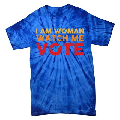 Distressed I Am Woman Watch Me Vote Tie-Dye T-Shirt