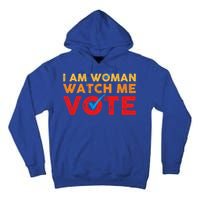 Distressed I Am Woman Watch Me Vote Tall Hoodie