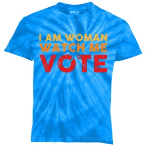 Distressed I Am Woman Watch Me Vote Kids Tie-Dye T-Shirt