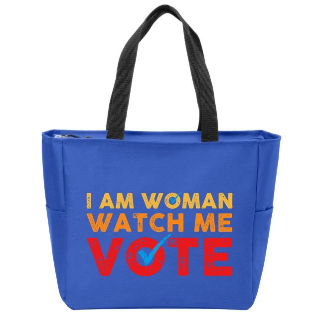 Distressed I Am Woman Watch Me Vote Zip Tote Bag