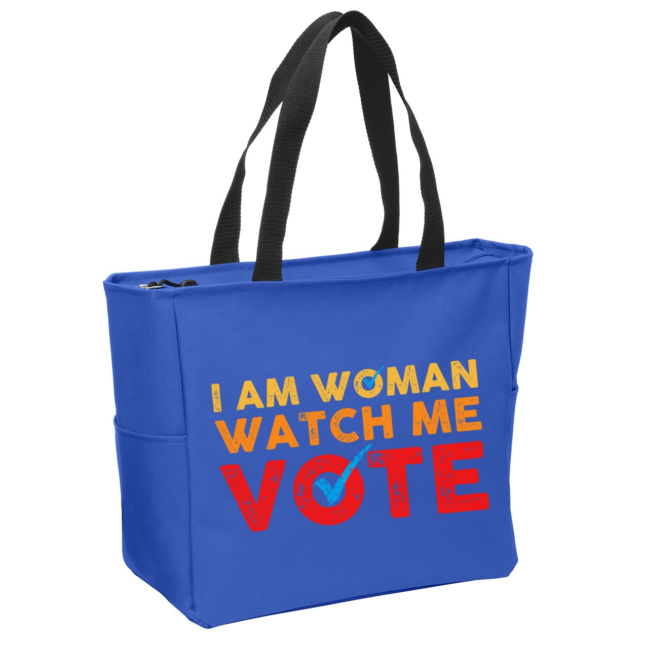 Distressed I Am Woman Watch Me Vote Zip Tote Bag