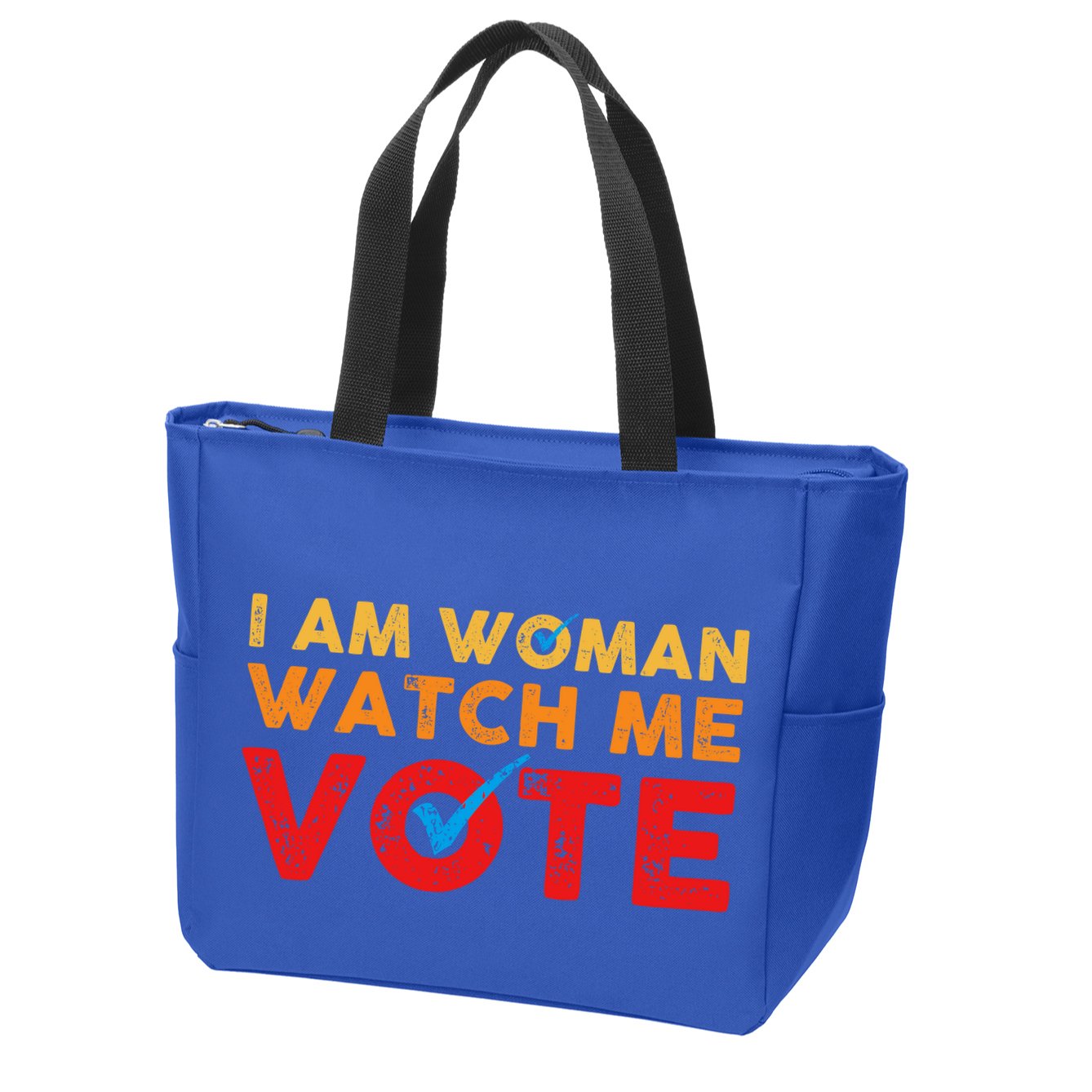 Distressed I Am Woman Watch Me Vote Zip Tote Bag