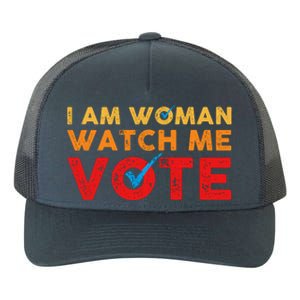 Distressed I Am Woman Watch Me Vote Yupoong Adult 5-Panel Trucker Hat