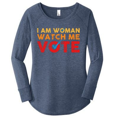 Distressed I Am Woman Watch Me Vote Women's Perfect Tri Tunic Long Sleeve Shirt