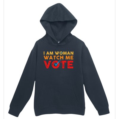 Distressed I Am Woman Watch Me Vote Urban Pullover Hoodie