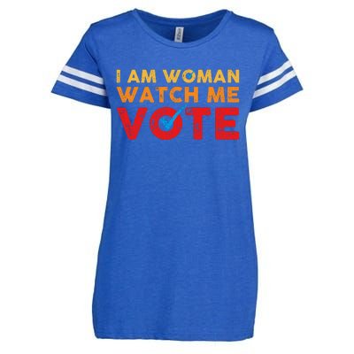 Distressed I Am Woman Watch Me Vote Enza Ladies Jersey Football T-Shirt