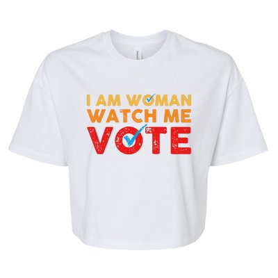 Distressed I Am Woman Watch Me Vote Bella+Canvas Jersey Crop Tee