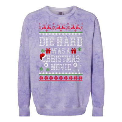 DieHard Is A Christmas Movie Funny Ugly Christmas Pajama Colorblast Crewneck Sweatshirt