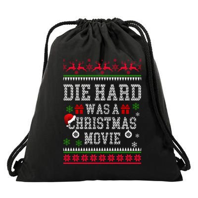 DieHard Is A Christmas Movie Funny Ugly Christmas Pajama Drawstring Bag