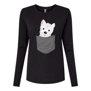 Dog In A Pocket Cute Westie Terrier Lover Puppy Womens Cotton Relaxed Long Sleeve T-Shirt