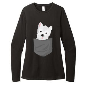 Dog In A Pocket Cute Westie Terrier Lover Puppy Womens CVC Long Sleeve Shirt