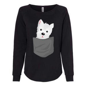 Dog In A Pocket Cute Westie Terrier Lover Puppy Womens California Wash Sweatshirt