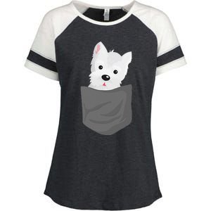 Dog In A Pocket Cute Westie Terrier Lover Puppy Enza Ladies Jersey Colorblock Tee