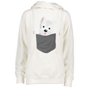 Dog In A Pocket Cute Westie Terrier Lover Puppy Womens Funnel Neck Pullover Hood