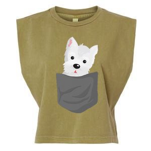 Dog In A Pocket Cute Westie Terrier Lover Puppy Garment-Dyed Women's Muscle Tee