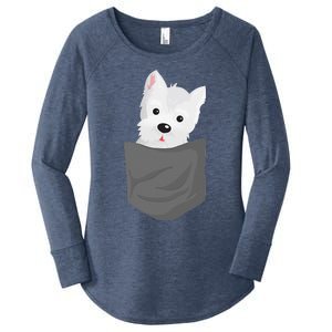 Dog In A Pocket Cute Westie Terrier Lover Puppy Women's Perfect Tri Tunic Long Sleeve Shirt