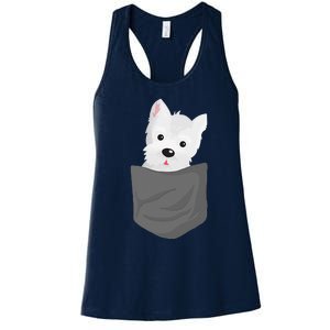 Dog In A Pocket Cute Westie Terrier Lover Puppy Women's Racerback Tank