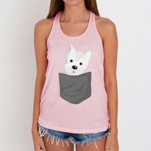 Dog In A Pocket Cute Westie Terrier Lover Puppy Women's Knotted Racerback Tank