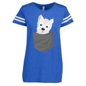 Dog In A Pocket Cute Westie Terrier Lover Puppy Enza Ladies Jersey Football T-Shirt