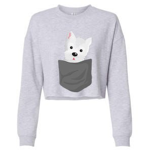 Dog In A Pocket Cute Westie Terrier Lover Puppy Cropped Pullover Crew