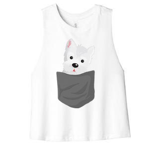 Dog In A Pocket Cute Westie Terrier Lover Puppy Women's Racerback Cropped Tank