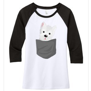 Dog In A Pocket Cute Westie Terrier Lover Puppy Women's Tri-Blend 3/4-Sleeve Raglan Shirt