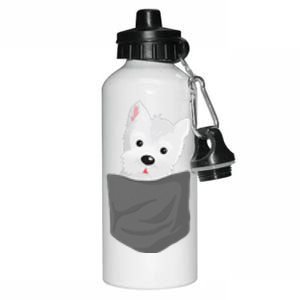 Dog In A Pocket Cute Westie Terrier Lover Puppy Aluminum Water Bottle 