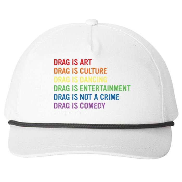 Drag Is Art Drag Is Culture Drag Is Not A Crime Lgbt Pride Snapback Five-Panel Rope Hat