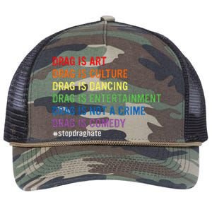 Drag Is Art Drag Is Culture Drag Is Not A Crime Lgbt Pride Retro Rope Trucker Hat Cap