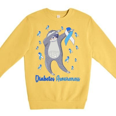 Diabetes Awareness Dabbing Sloth Premium Crewneck Sweatshirt