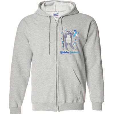 Diabetes Awareness Dabbing Sloth Full Zip Hoodie