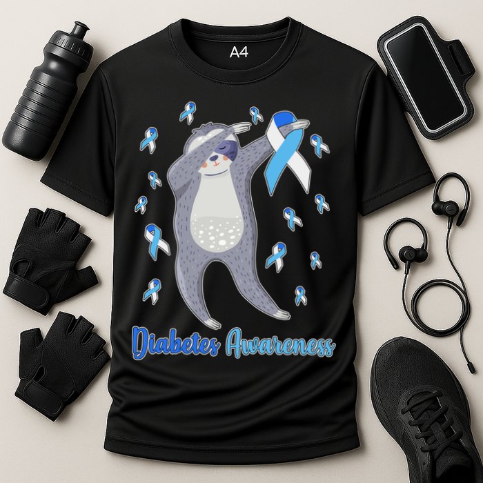 Diabetes Awareness Dabbing Sloth Cooling Performance Crew T-Shirt