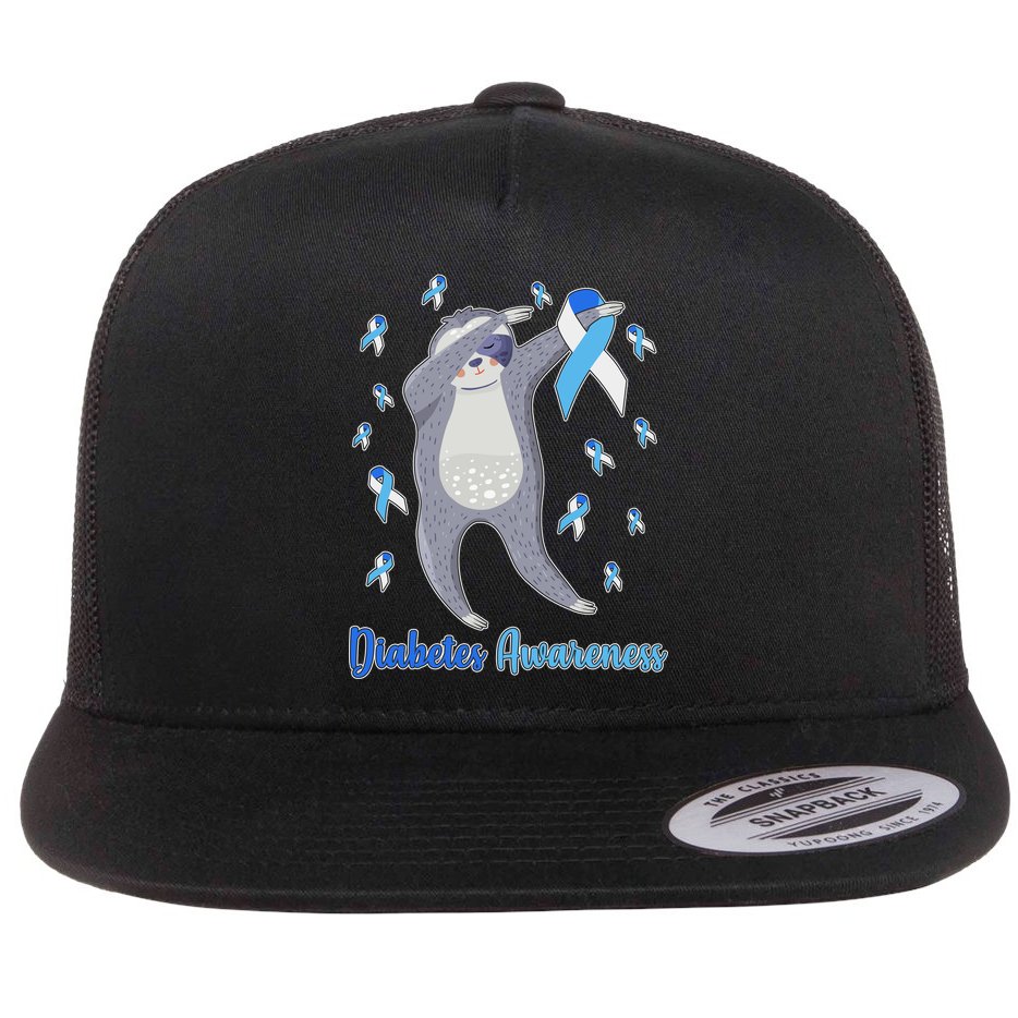 Diabetes Awareness Dabbing Sloth Flat Bill Trucker Hat