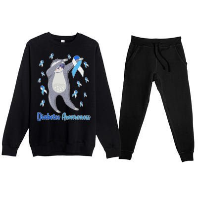 Diabetes Awareness Dabbing Sloth Premium Crewneck Sweatsuit Set