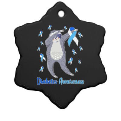 Diabetes Awareness Dabbing Sloth Ceramic Star Ornament