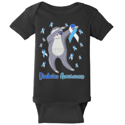 Diabetes Awareness Dabbing Sloth Baby Bodysuit