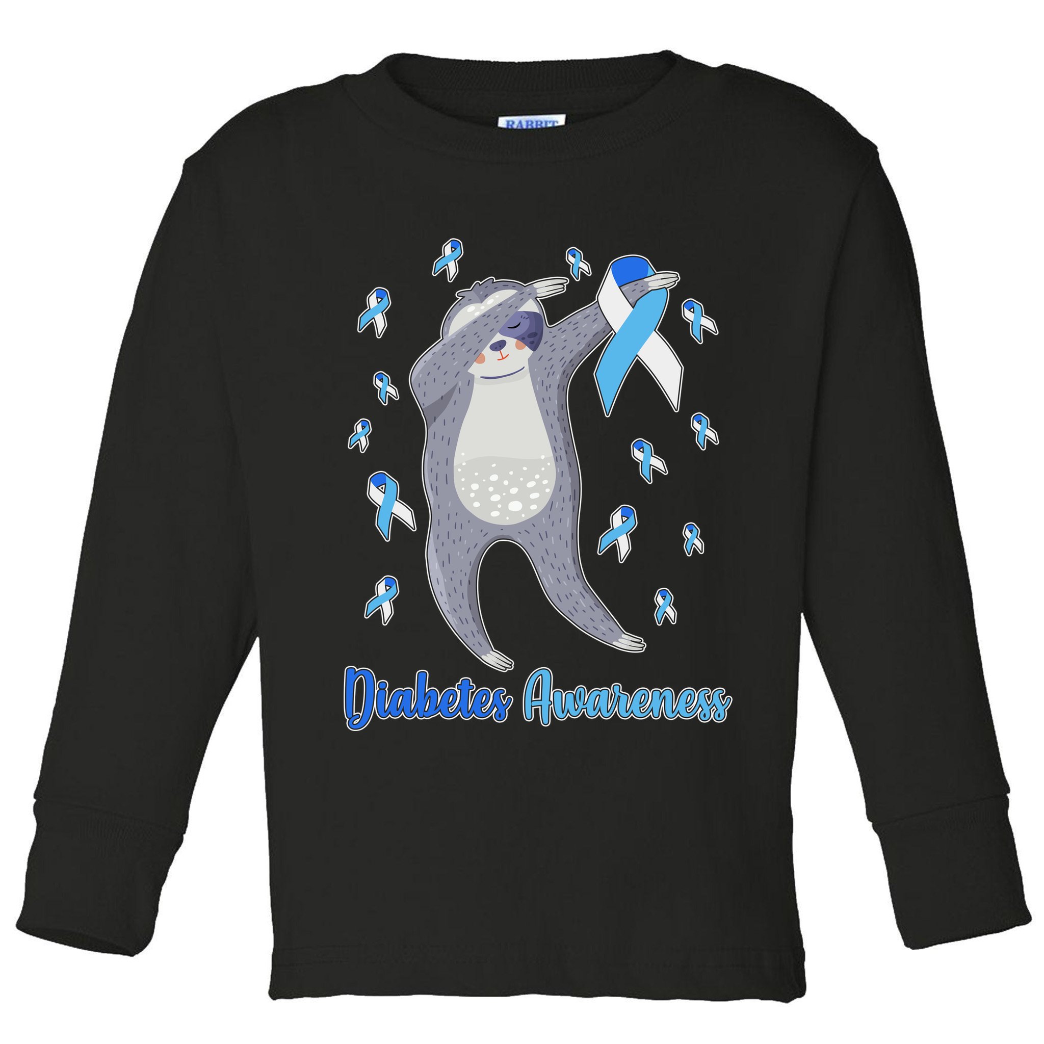 Diabetes Awareness Dabbing Sloth Toddler Long Sleeve Shirt