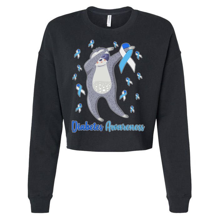 Diabetes Awareness Dabbing Sloth Cropped Pullover Crew