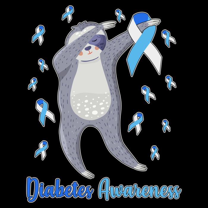 Diabetes Awareness Dabbing Sloth Cropped Pullover Crew