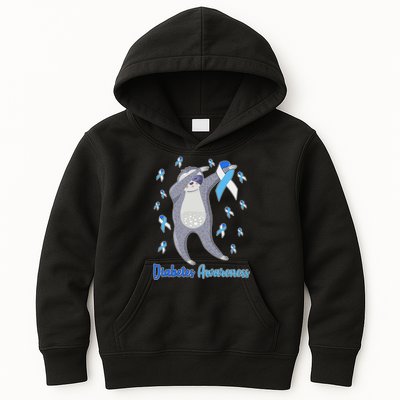 Diabetes Awareness Dabbing Sloth Kids Hoodie