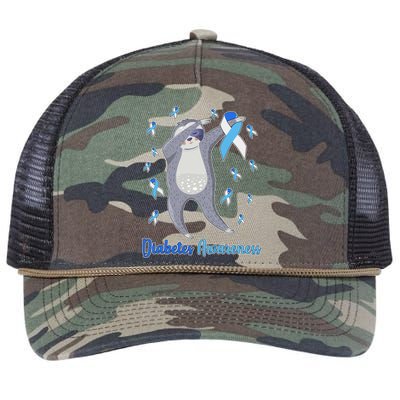 Diabetes Awareness Dabbing Sloth Retro Rope Trucker Hat Cap