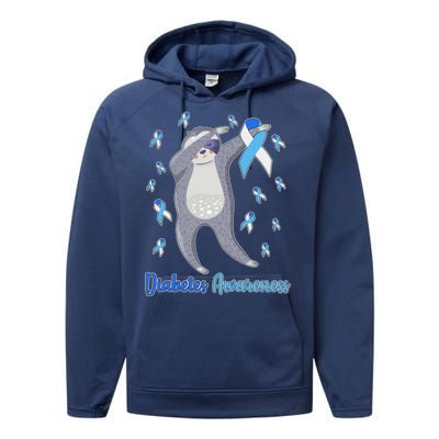 Diabetes Awareness Dabbing Sloth Performance Fleece Hoodie