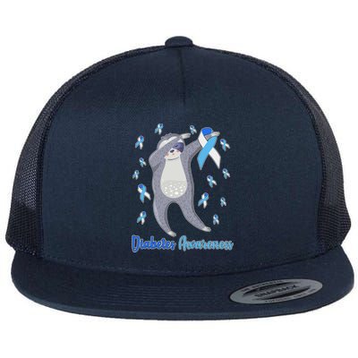 Diabetes Awareness Dabbing Sloth Flat Bill Trucker Hat