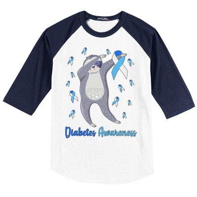 Diabetes Awareness Dabbing Sloth Baseball Sleeve Shirt