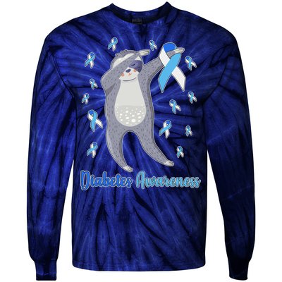 Diabetes Awareness Dabbing Sloth Tie-Dye Long Sleeve Shirt