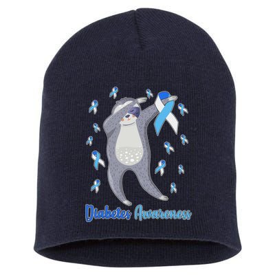 Diabetes Awareness Dabbing Sloth Short Acrylic Beanie