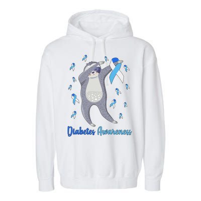 Diabetes Awareness Dabbing Sloth Garment-Dyed Fleece Hoodie